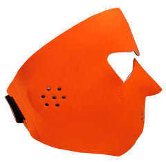 SkulSkinz blaze orange full-face mask worn with gear highlighting versatility and protection