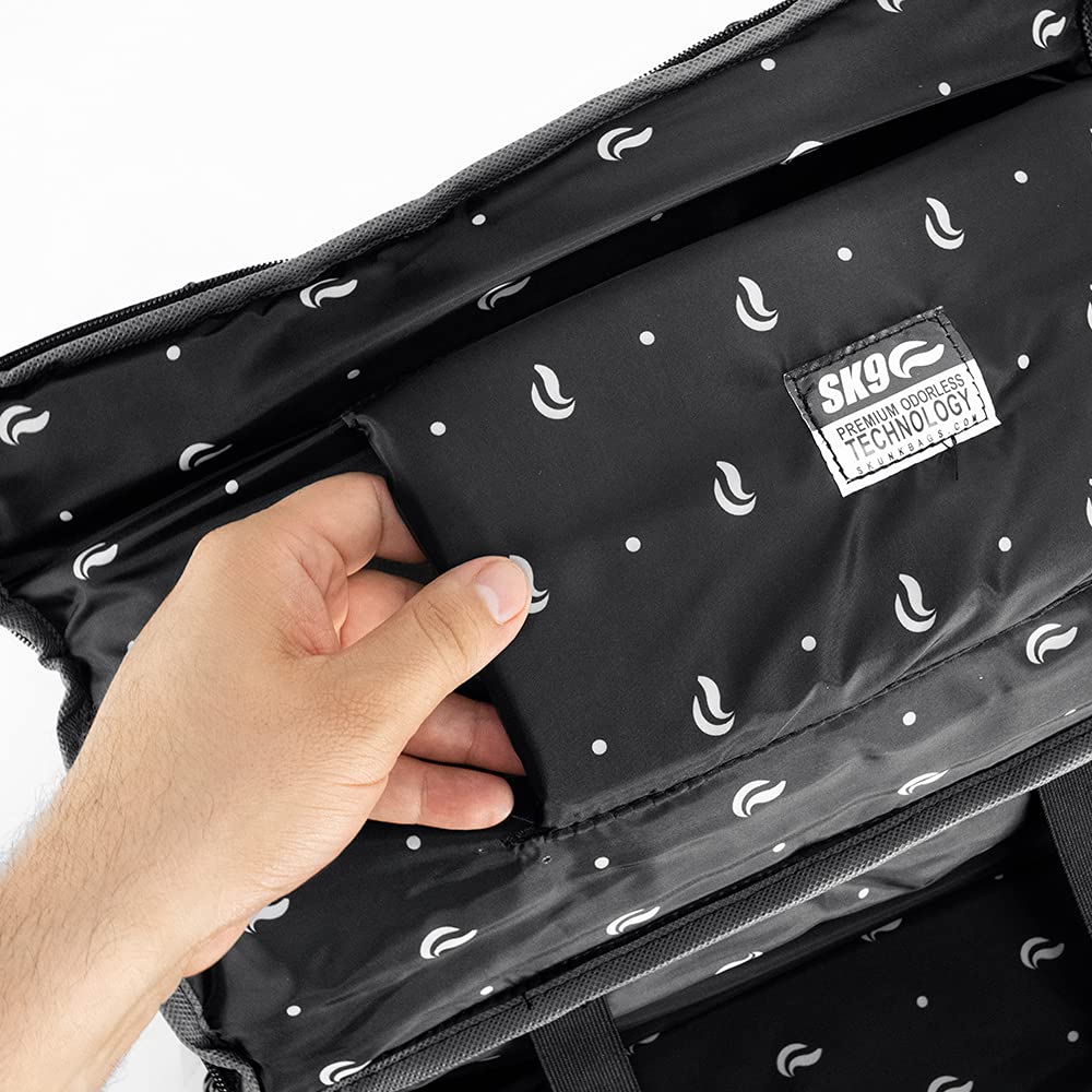 Skunk Duffle 16x7.5 inch size fits carry-on or overhead storage.