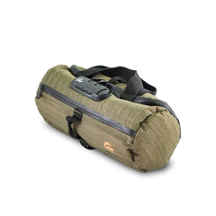 Skunk duffle small olive green overview with odor-proof feature and compact design