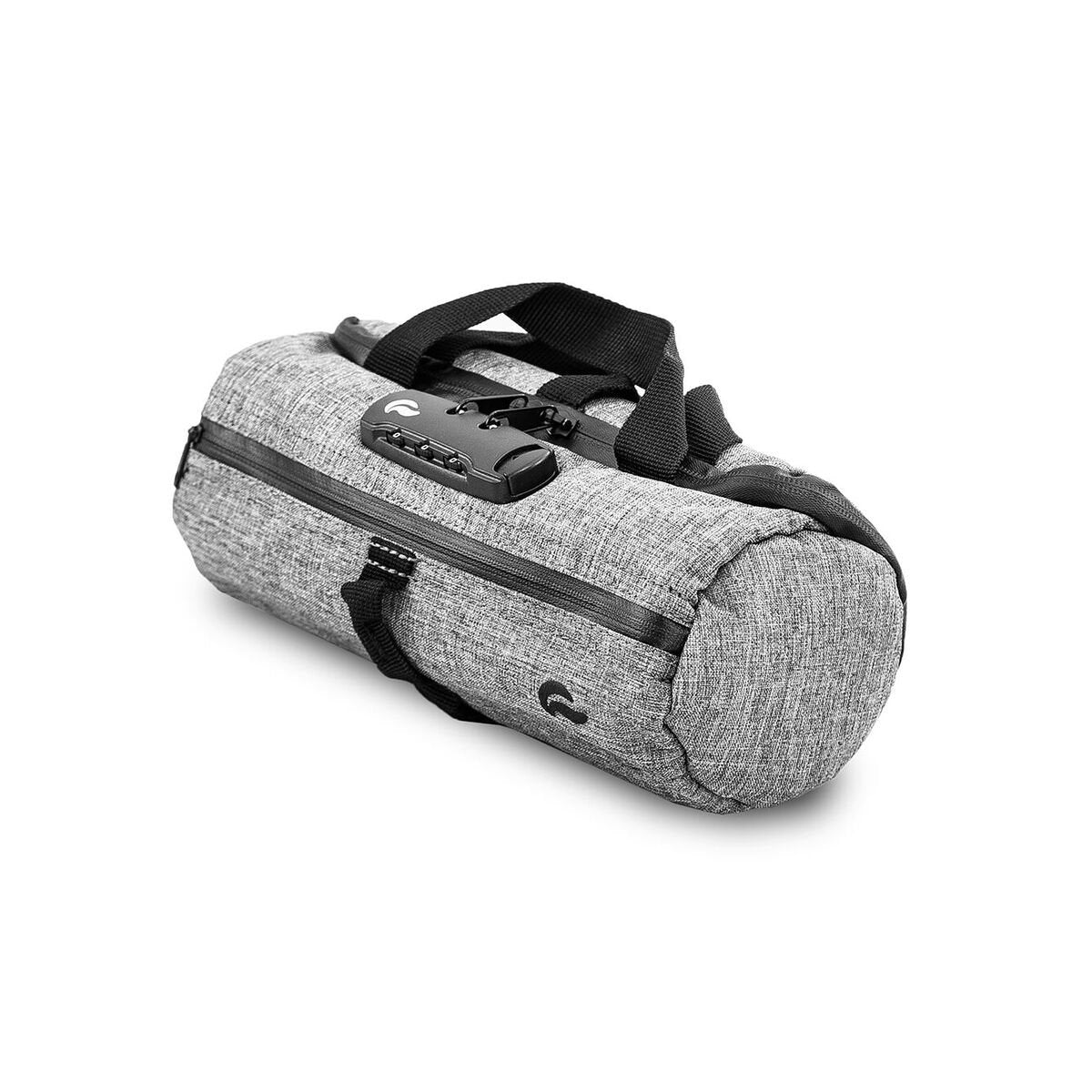 Skunk duffle small 10inch smellproof gray front view for compact travel and discreet storage