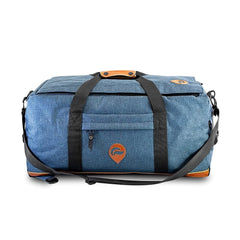 Skunk Hybrid Backpack Denim back view shows durable straps.