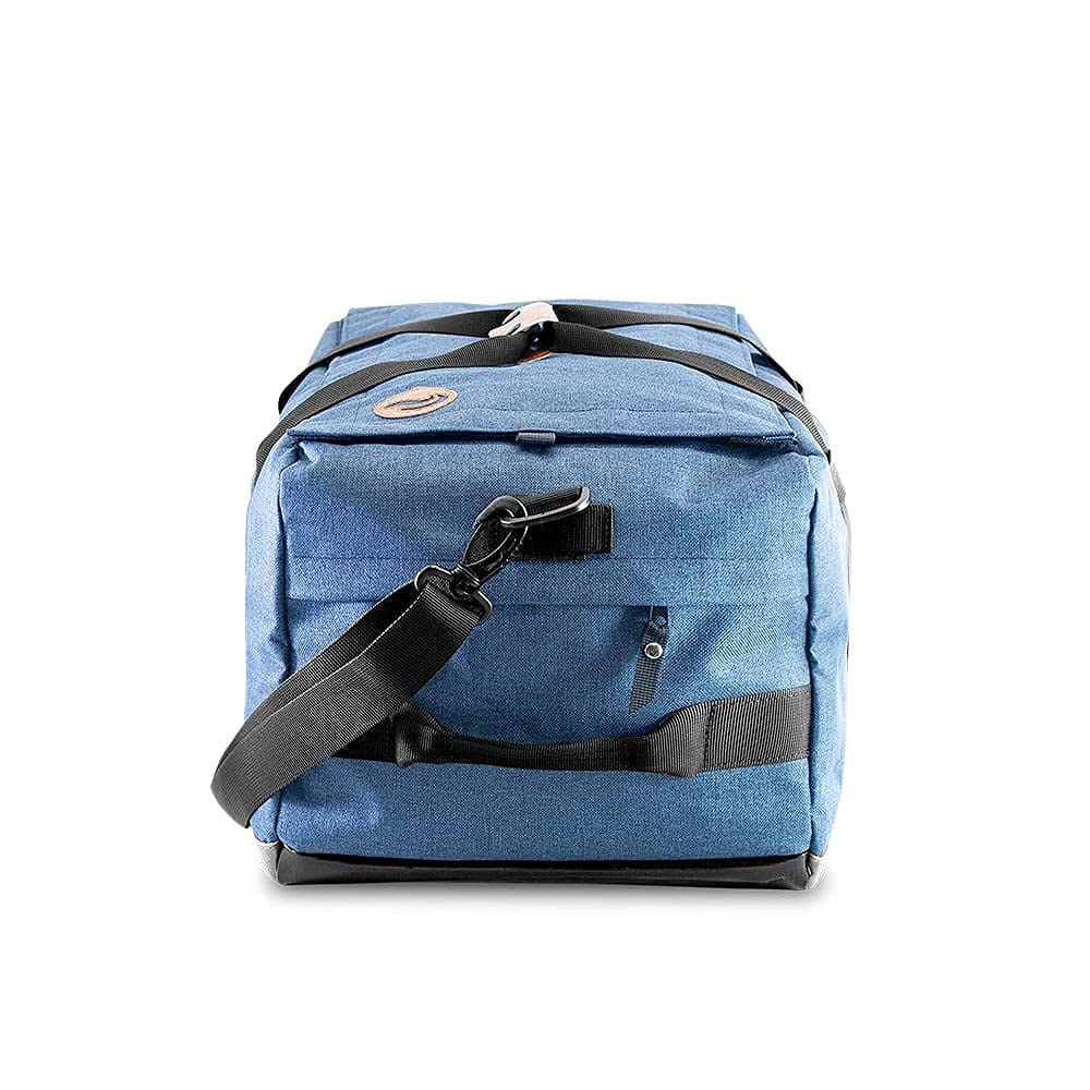 Skunk Hybrid Backpack Denim side pocket for quick access.