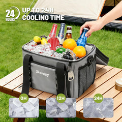 Skureay expandable bag gray insulated interior ensures temperature retention for meals during outings