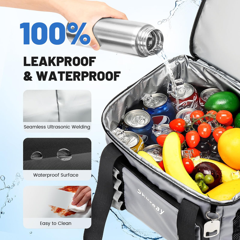 Skureay cooler bag gray leakproof exterior keeps moisture out during beach trips and picnics