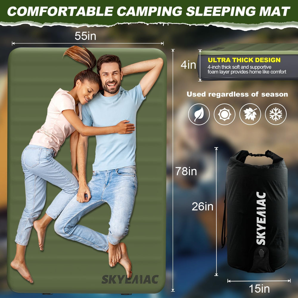 Skyemac sleeping pad in use offers roomy space for two adults
