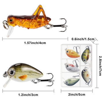 Assorted micro crankbaits in bright colors