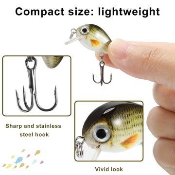 ABS plastic body mini lure with sharp carbon steel hooks