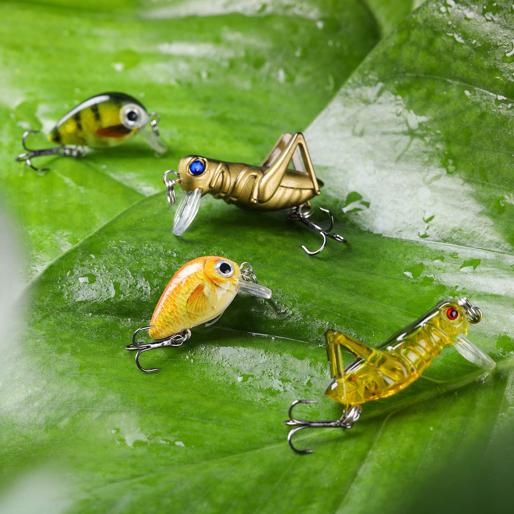 Lures suitable for bluegill, perch, crappie, bass, and panfish