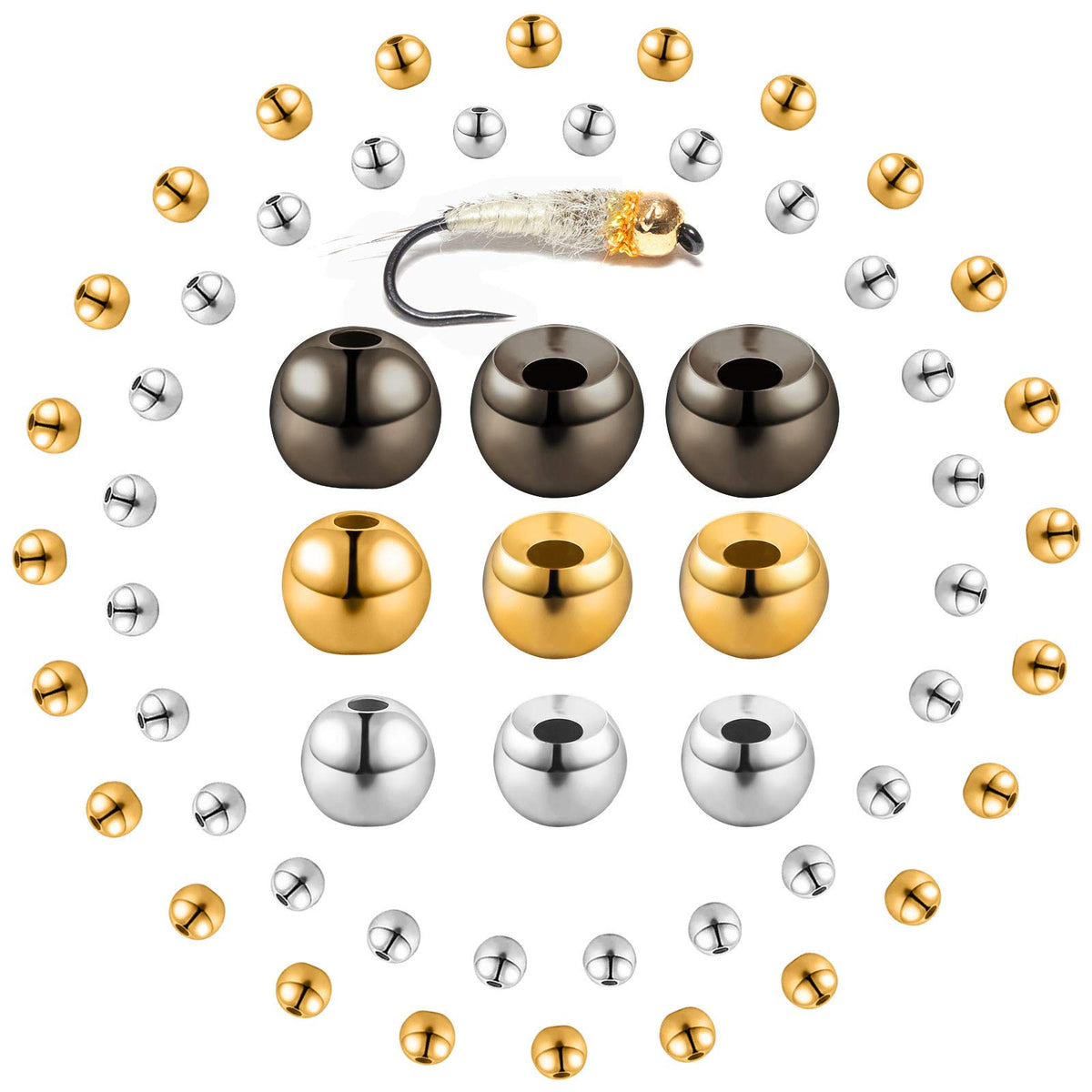 Skylety 120 pieces fly tying beads set with plastic storage box