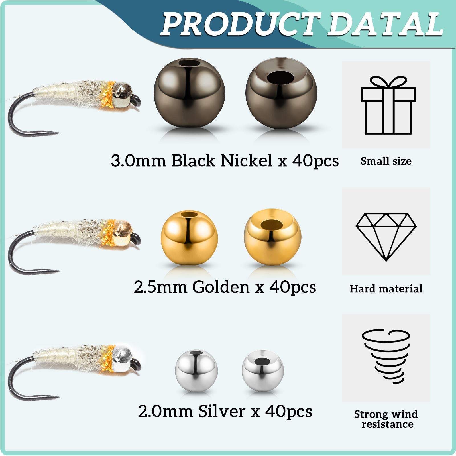 Beads in Black Nickel, Gold, and Silver colors