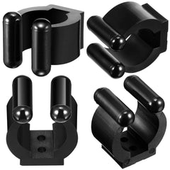 Wall-mounted clips holding snooker and billiards cues