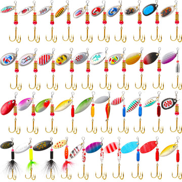 Skylety 40 Pcs Metal Spinner Lures set with tackle boxes