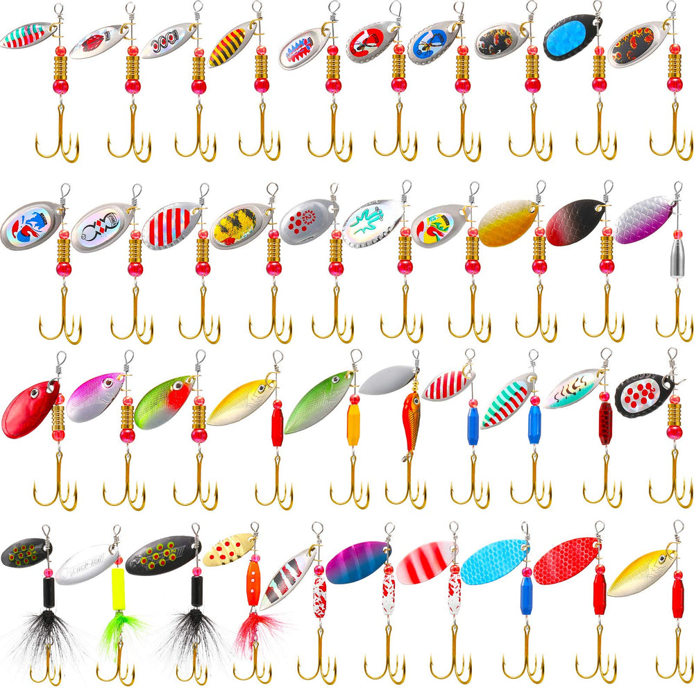 Skylety 40 Pcs Metal Spinner Lures set with tackle boxes