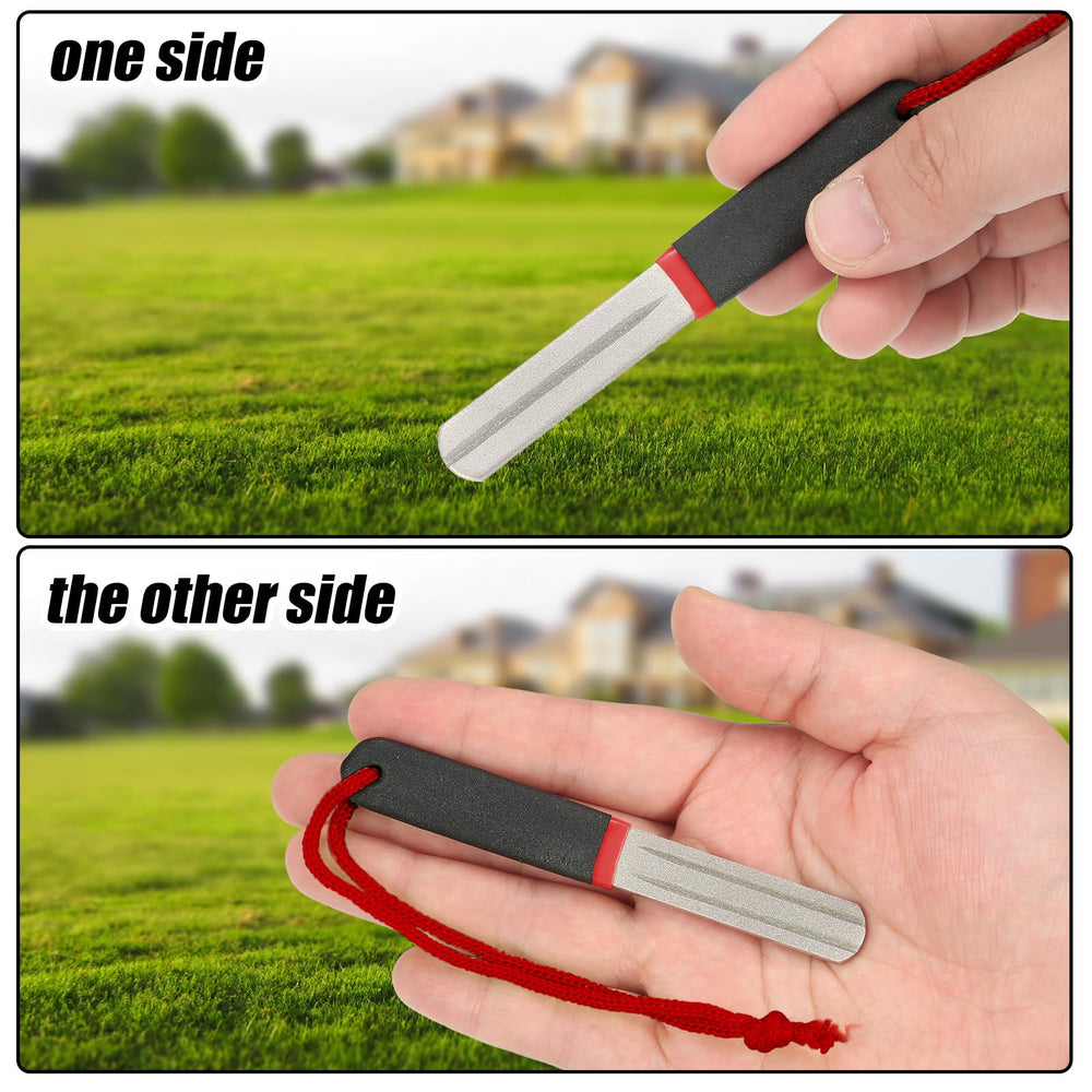 Portable fishing hook sharpener in red