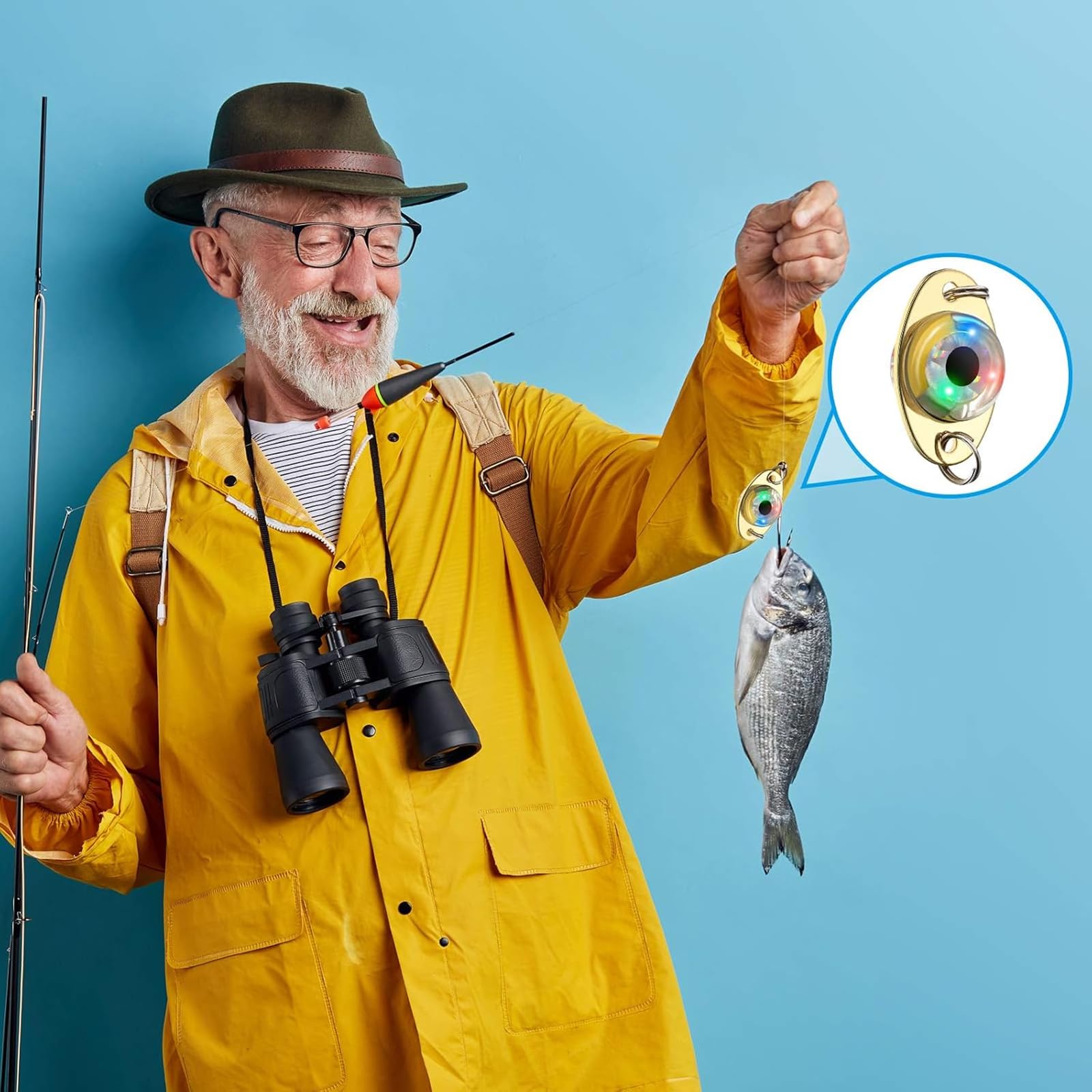 Package of 5 LED fishing lures with light flash