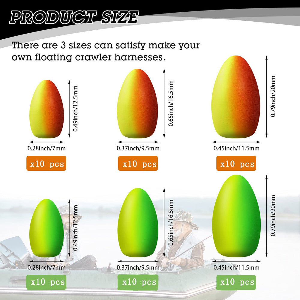 Close-up of bullet foam float showing EPS foam and fluorescent paint