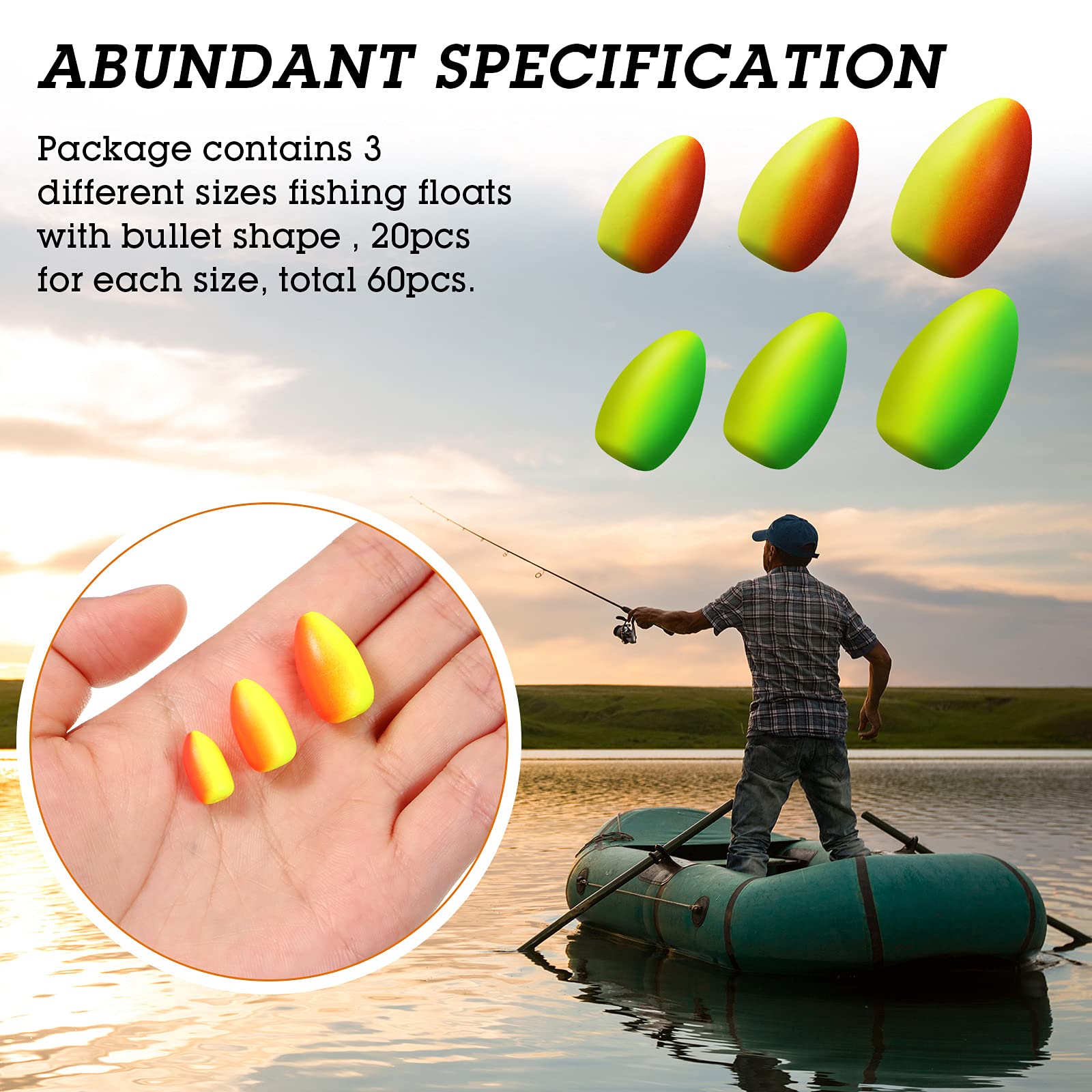Fishing tackle setup featuring bullet foam floats for trout and catfish