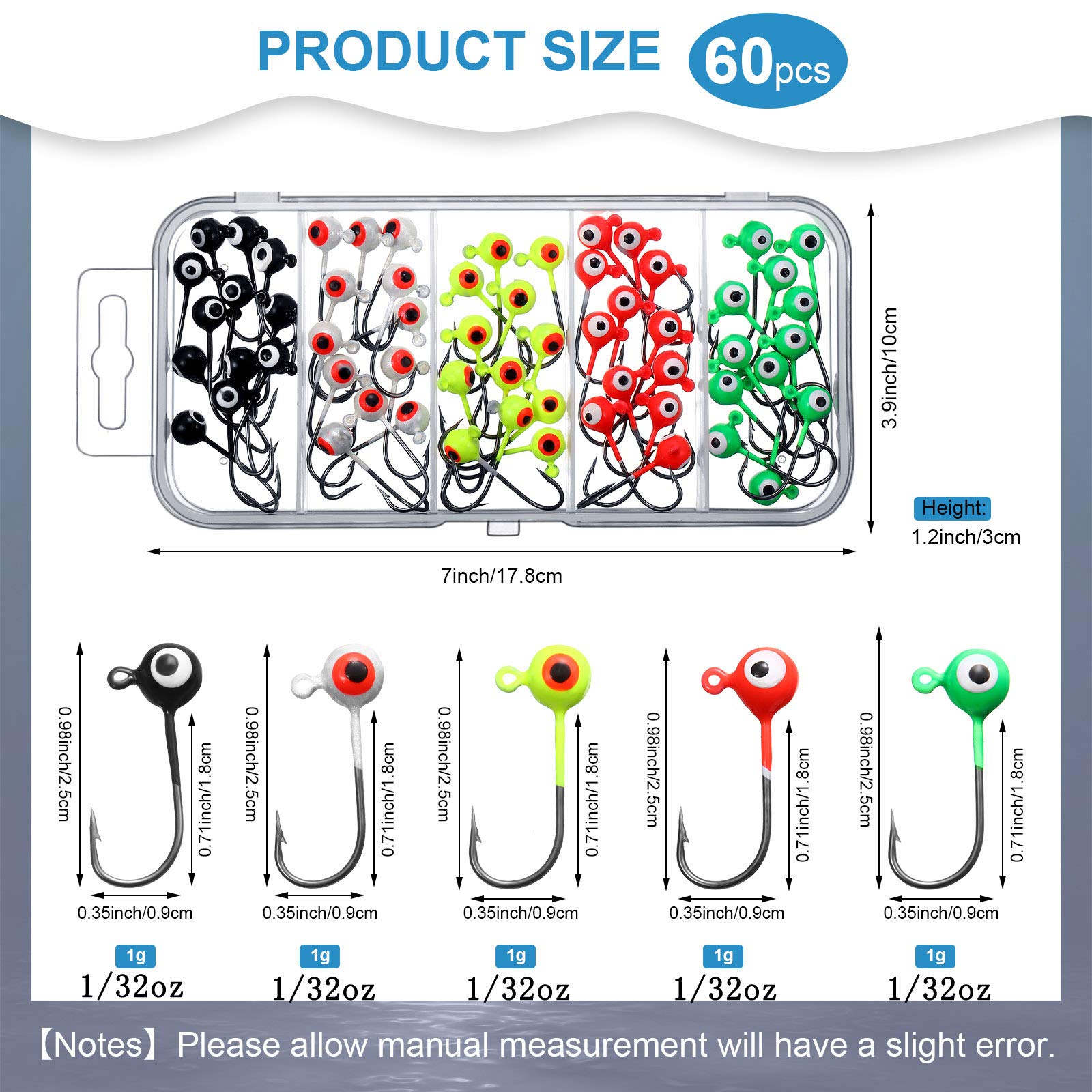 Crappie jig heads 1/32 oz in red color