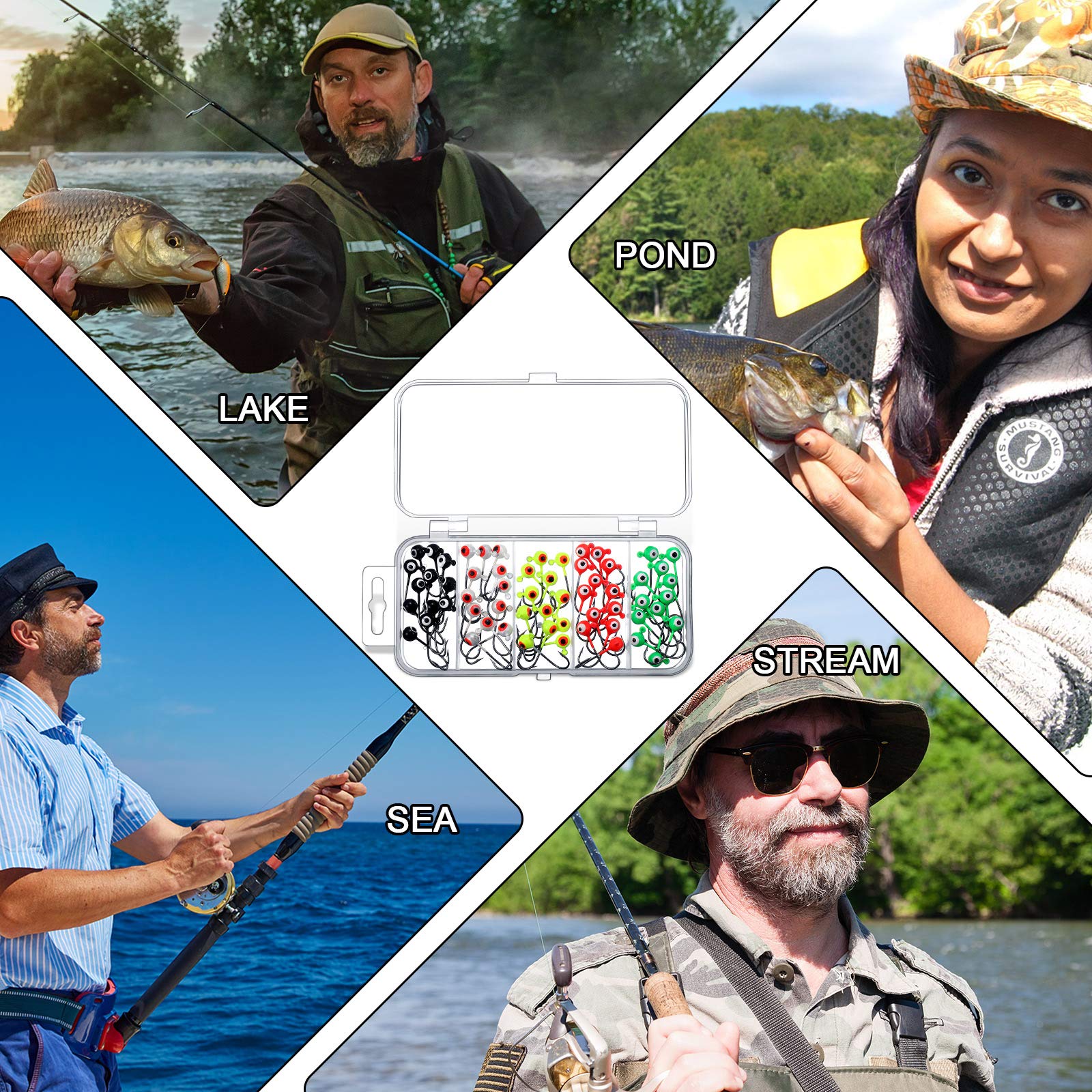 Fishing jig heads suitable for freshwater and saltwater use