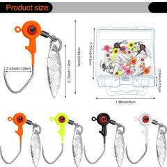 Jig heads with big bright eyes and rotating leaf blade