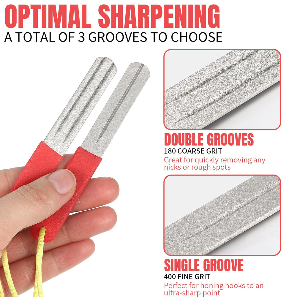 Compact portable fishing hook sharpener with PVC handle