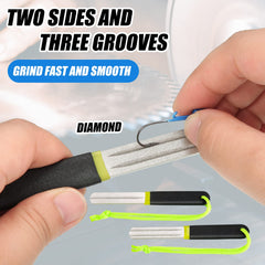 Compact 4-inch hook sharpener with non-slip PVC handle