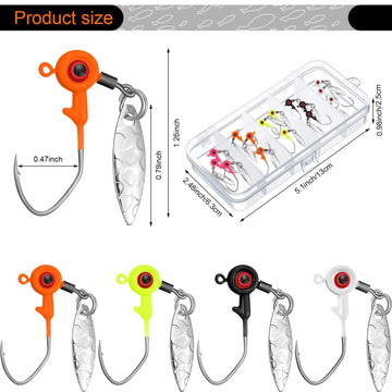 Jig heads with rotating leaf blade and bright eyes