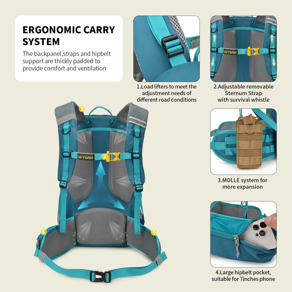 SkySPER safety feature whistle integrated in sternum strap for emergencies.