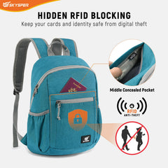 Skysper RFID middle-pocket closed highlights protection for passport and cards during travel.