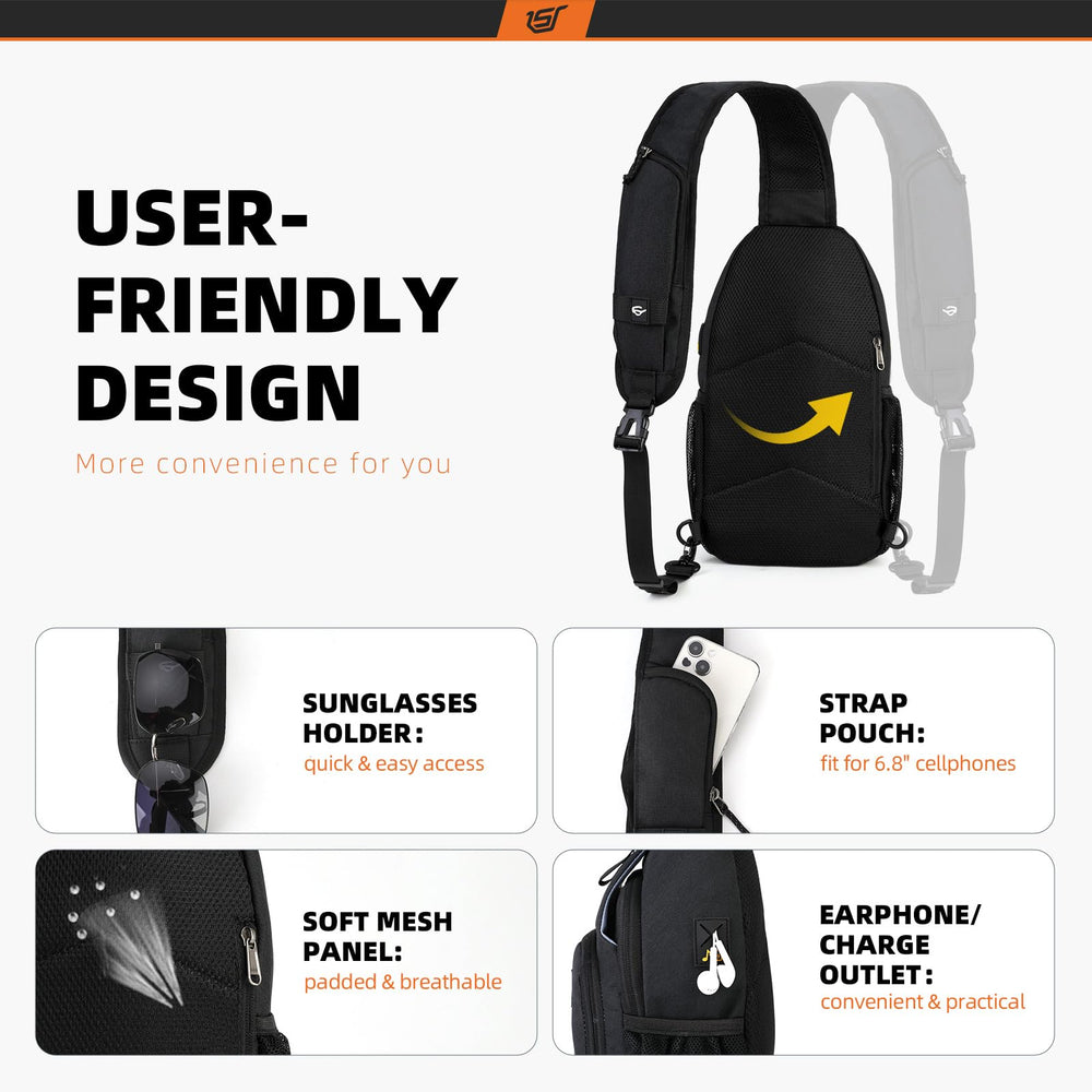 SkySPER sling bag adjustable straps with sunglasses holder for convenience