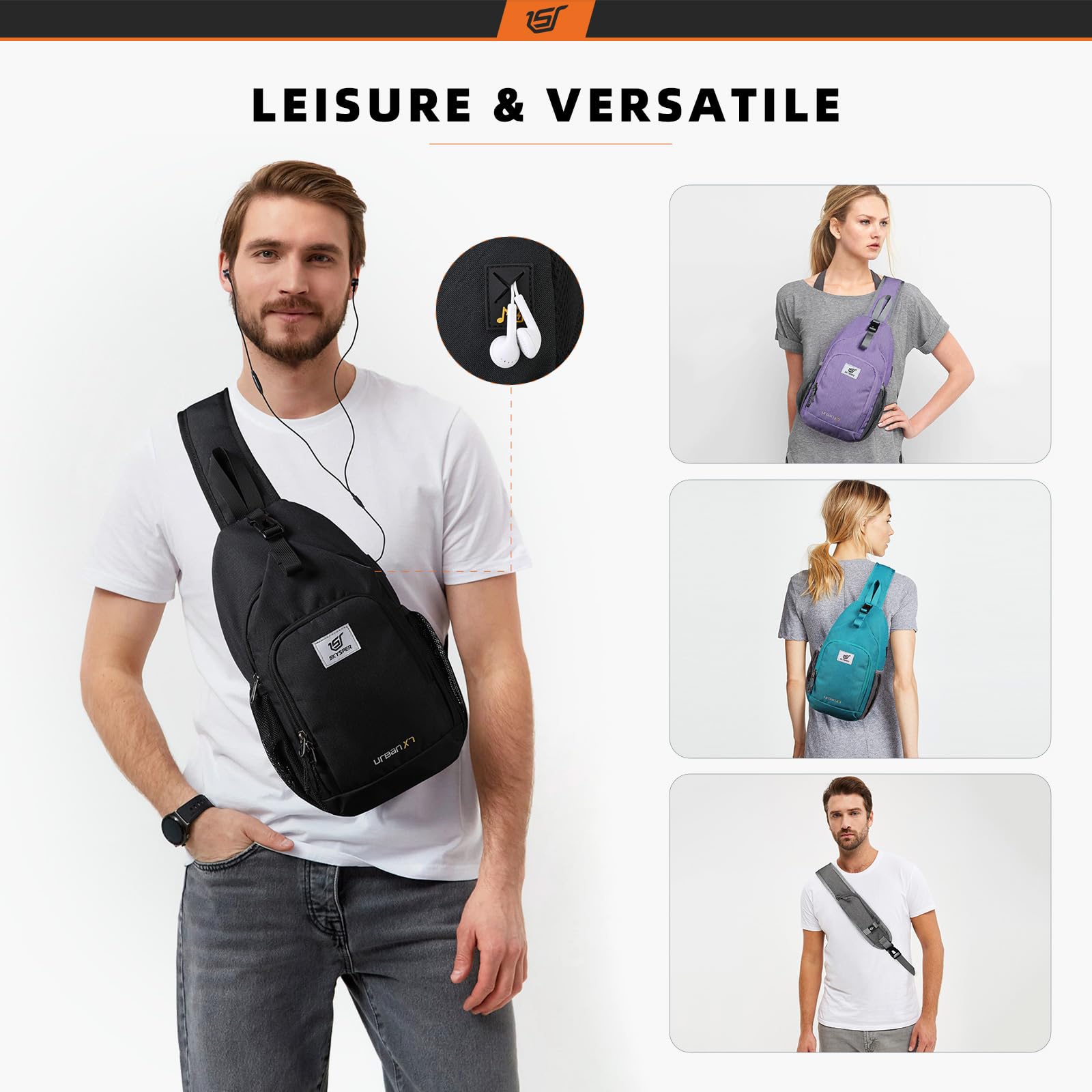 SkySPER sling bag breathable back padding for all day comfort