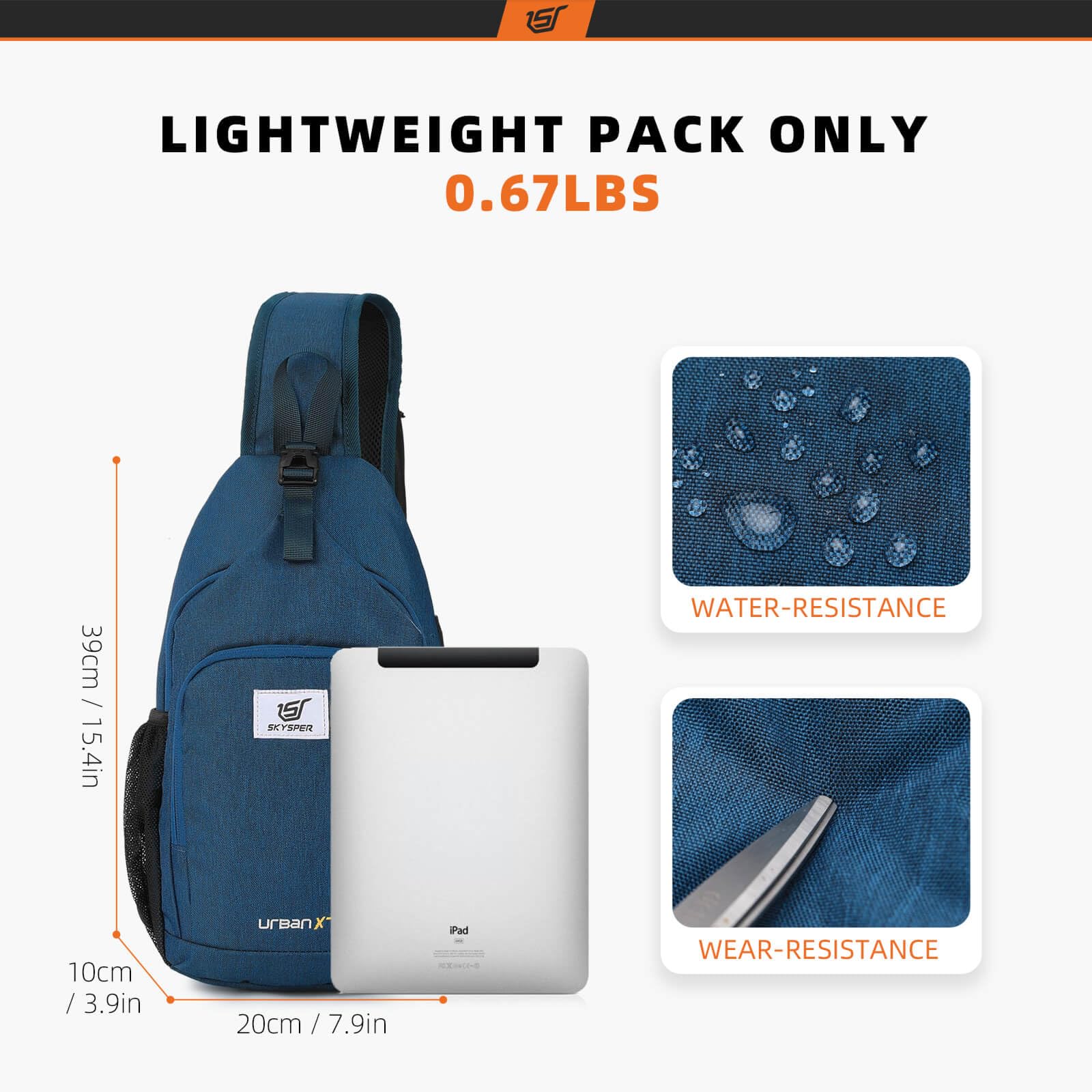 SKYSPER Sling Bag front pocket for quick access essentials on the go.