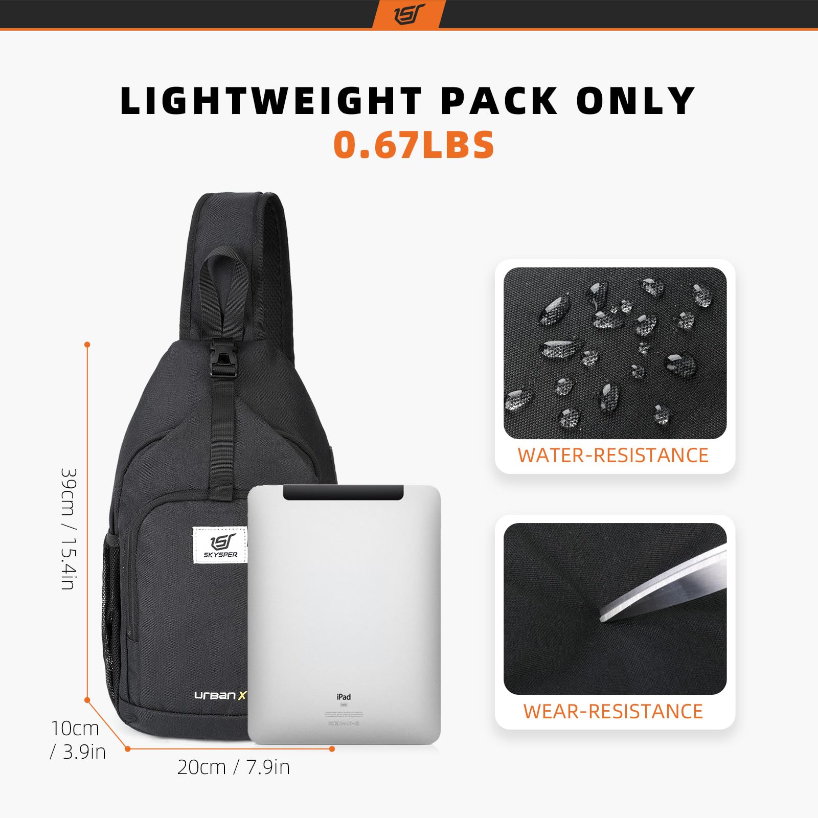 SkySPER sling bag front pocket for quick access to essentials