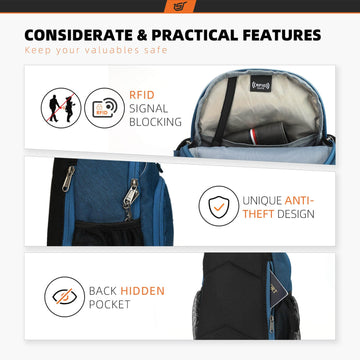 SKYSPER Sling Bag hidden back pocket keeps valuables secure.