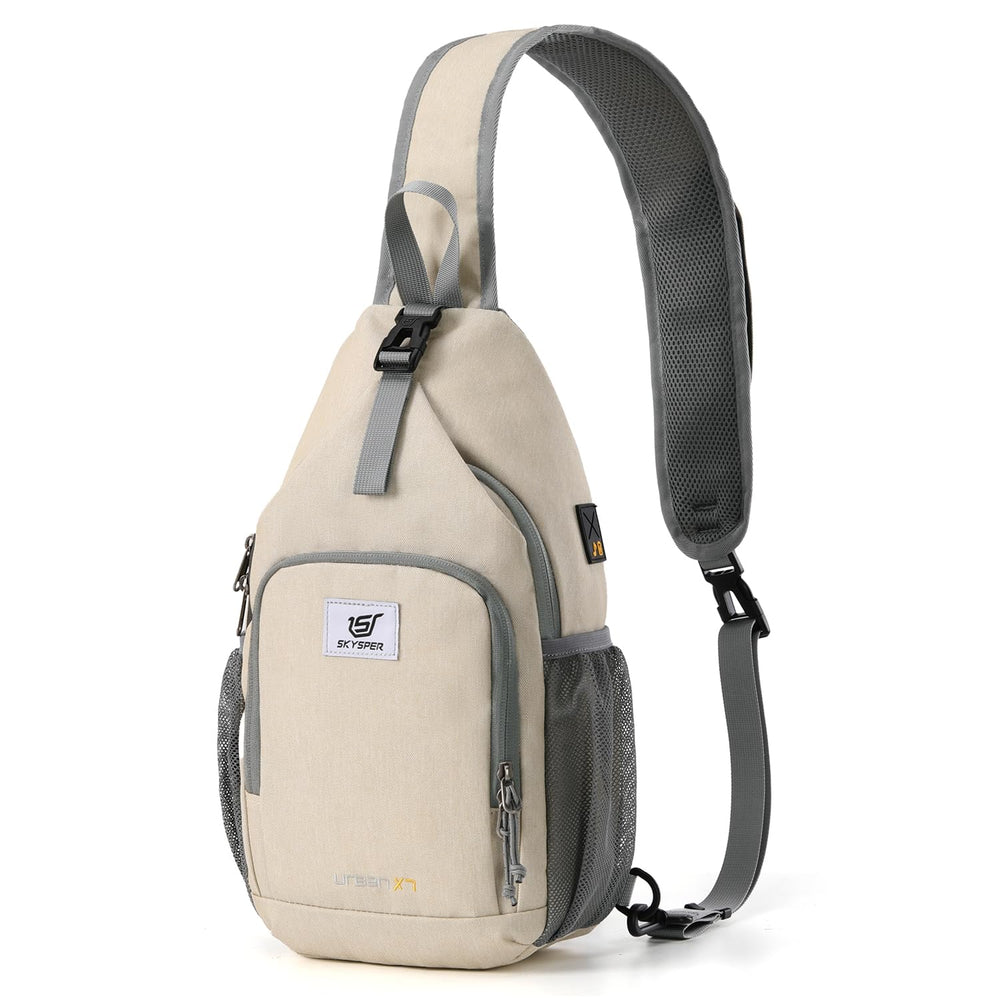 SKYSPER Sling Bag main compartment holds tablets securely for on-the-go work.
