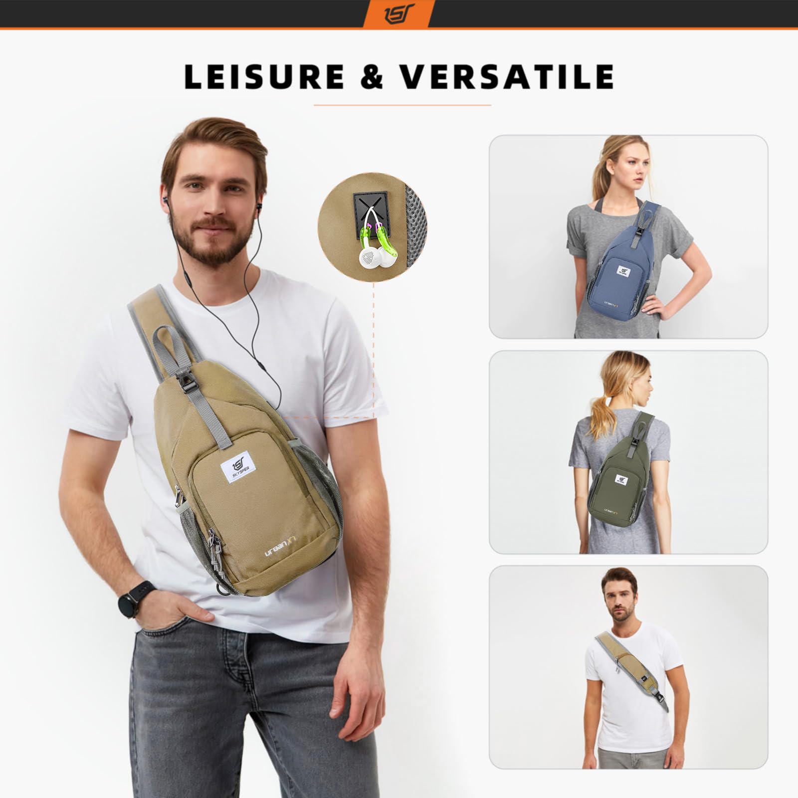 SkySPER Sling Bag Periwinkle breathable back padding ensures all-day comfort