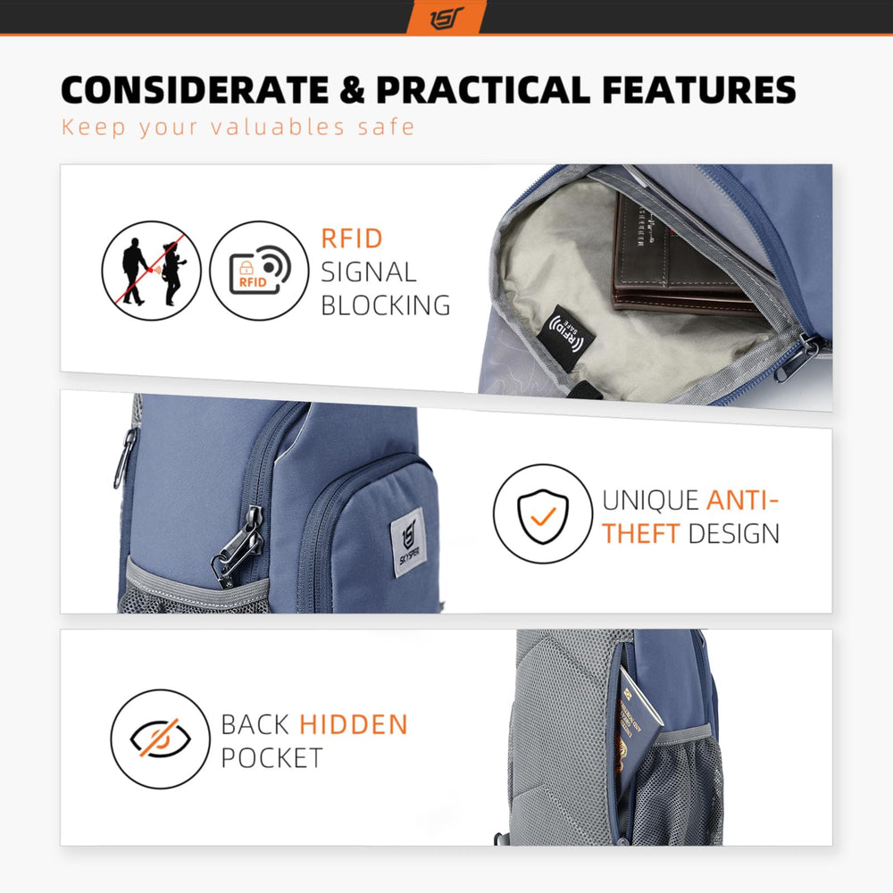 SkySPER Sling Bag Periwinkle front pocket for quick-access essentials during travel