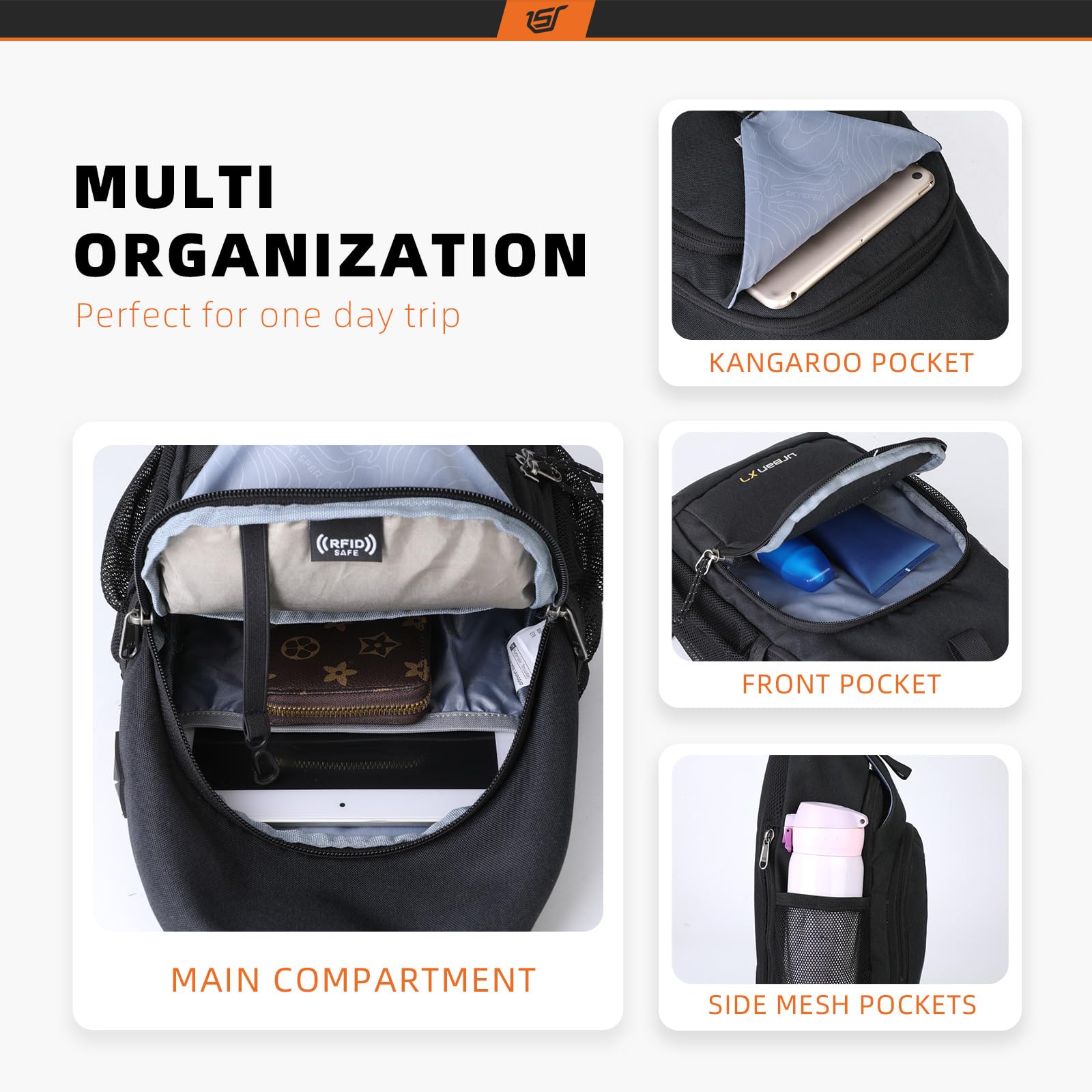 SkySPER sling bag side mesh pocket for water bottle on the go
