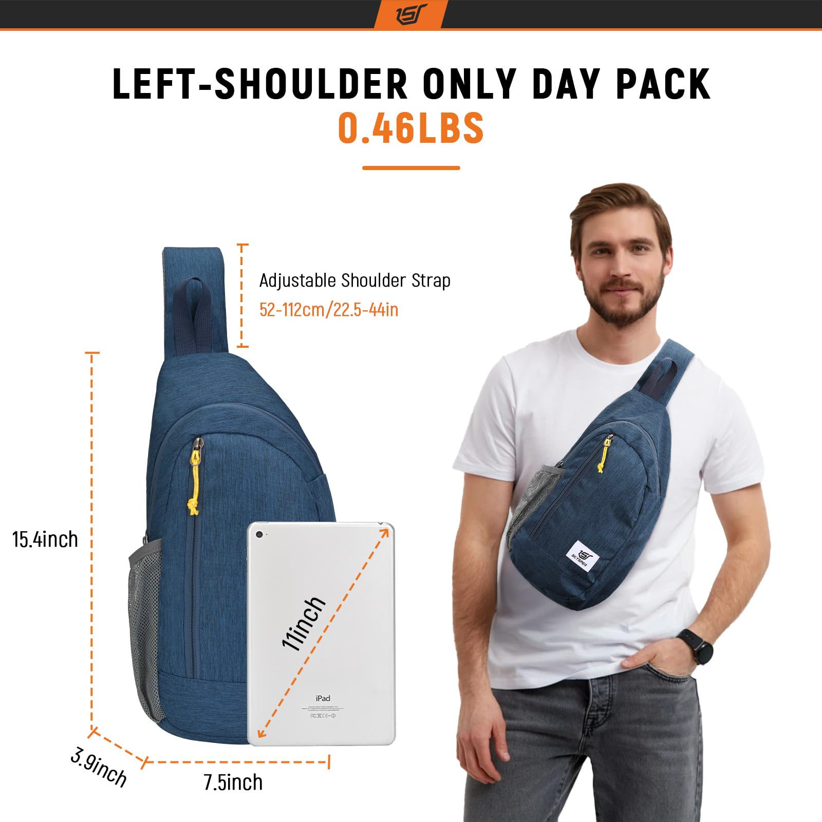 Side water bottle pocket on SKYSPER sling bag for hydration