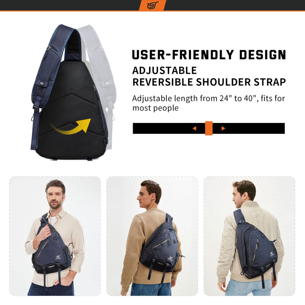 SKYSPER Sling Laptop Bag water-repellent fabric resists rain.