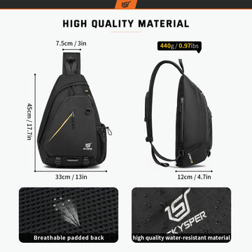 SKYSPER sling laptop bag middle pocket stores tablets securely for on the go reading.
