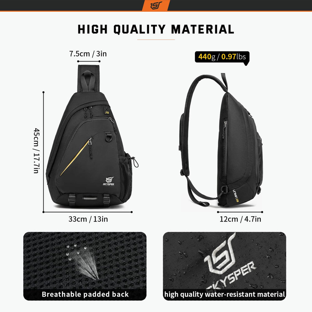 SKYSPER sling laptop bag middle pocket stores tablets securely for on the go reading.
