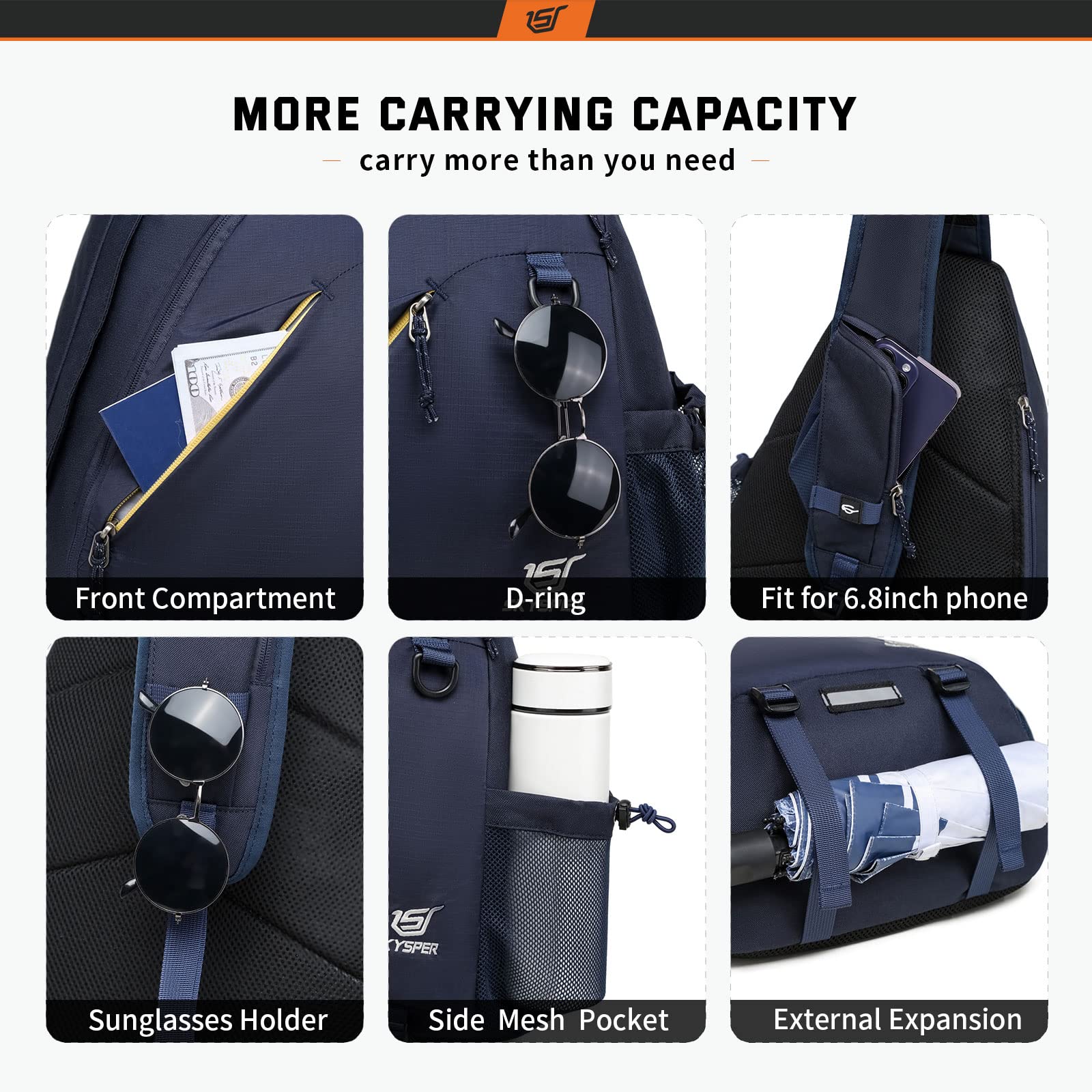 SKYSPER Sling Laptop Bag reflective details boost night visibility.