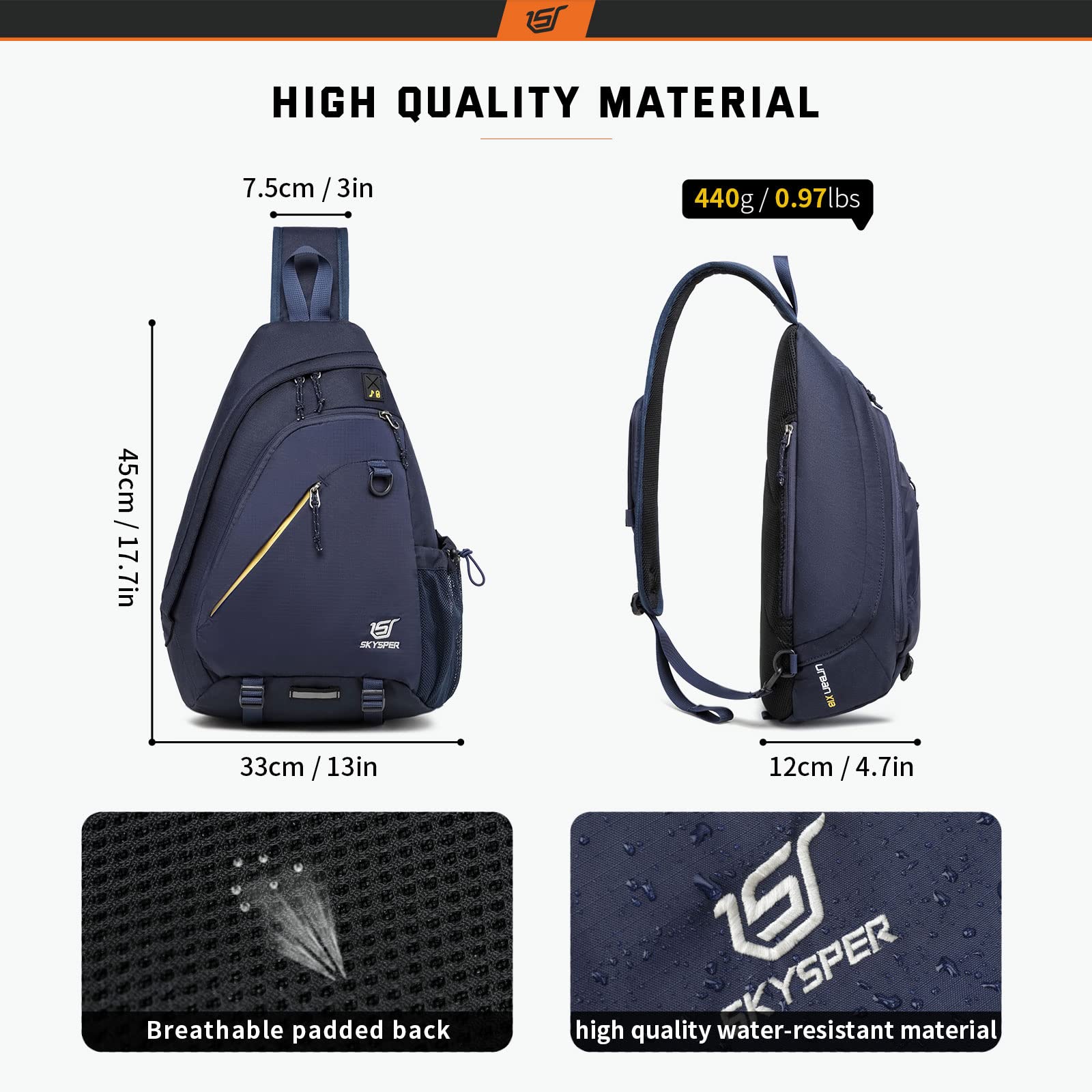 SKYSPER Sling Laptop Bag adjustable padded strap supports all-day comfort.