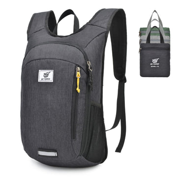 SKYSPER small daypack folded in its compact pouch for easy travel
