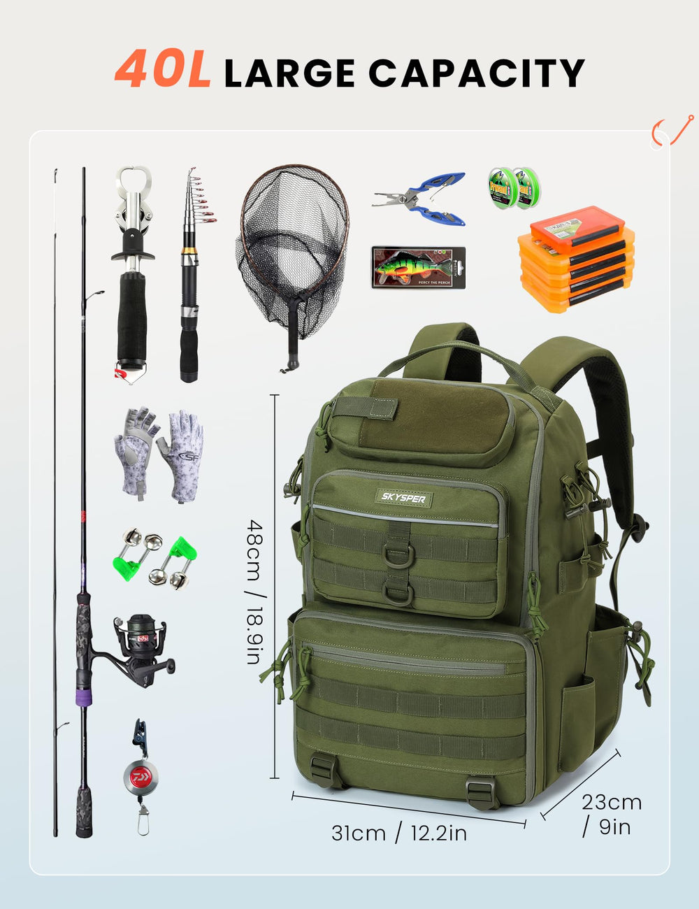 MOLLE webbing and external attachment points for gear