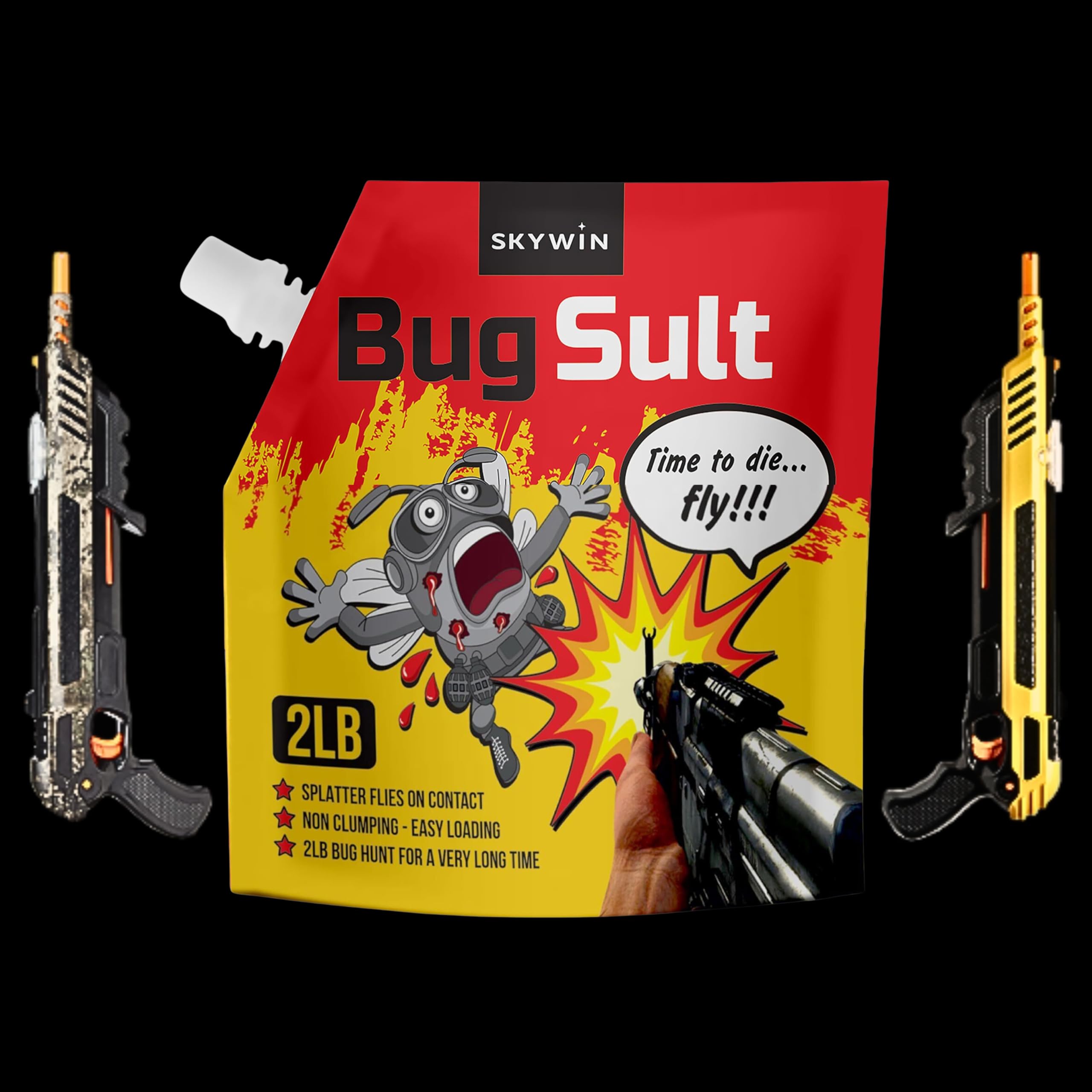 Skywin bug shooter in use demonstrates practical field shooting with reliable salt delivery.