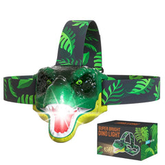 Skywin dinosaur headlamp front view for safe evening explorations.