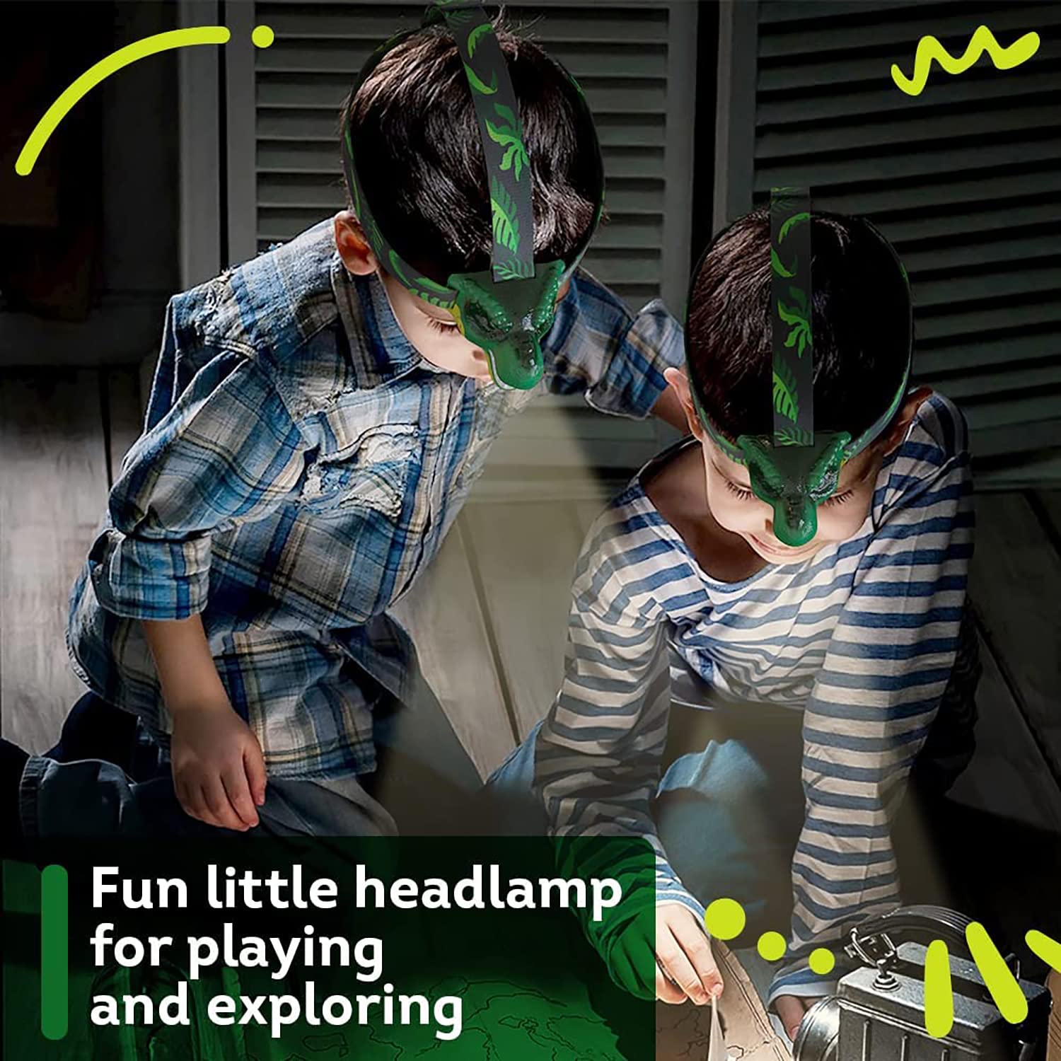 Skywin dinosaur headlamp with roaring action boosts imaginative play.