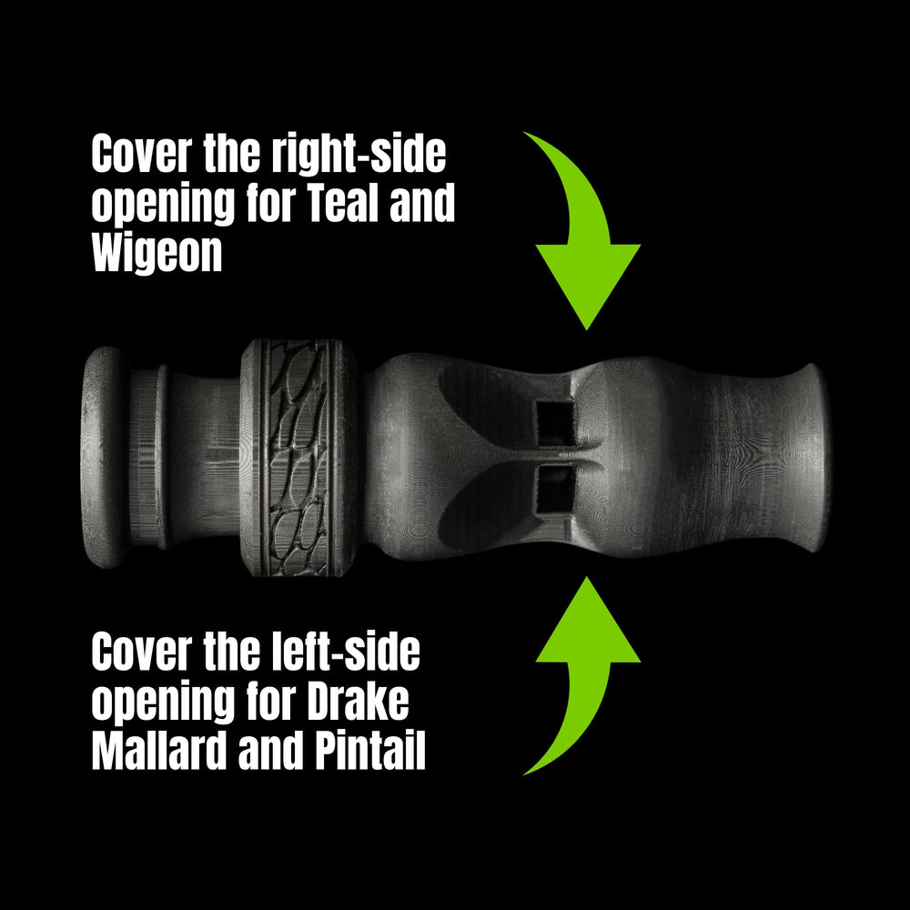 Slayer Calls Call The Wild Whistler’s Mother 4-in-1 duck whistle close-up highlights durable construction for tough hunts.